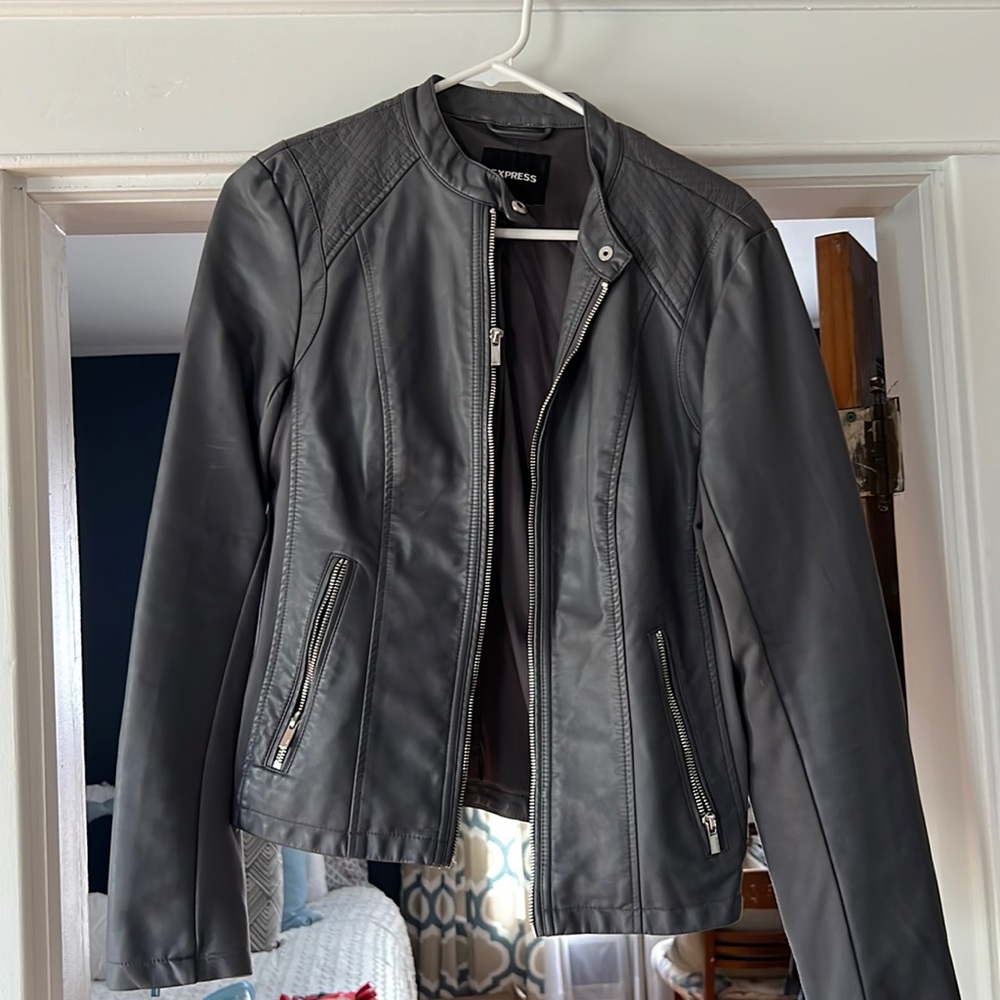 Gray Leather Jacket From Express - image 1